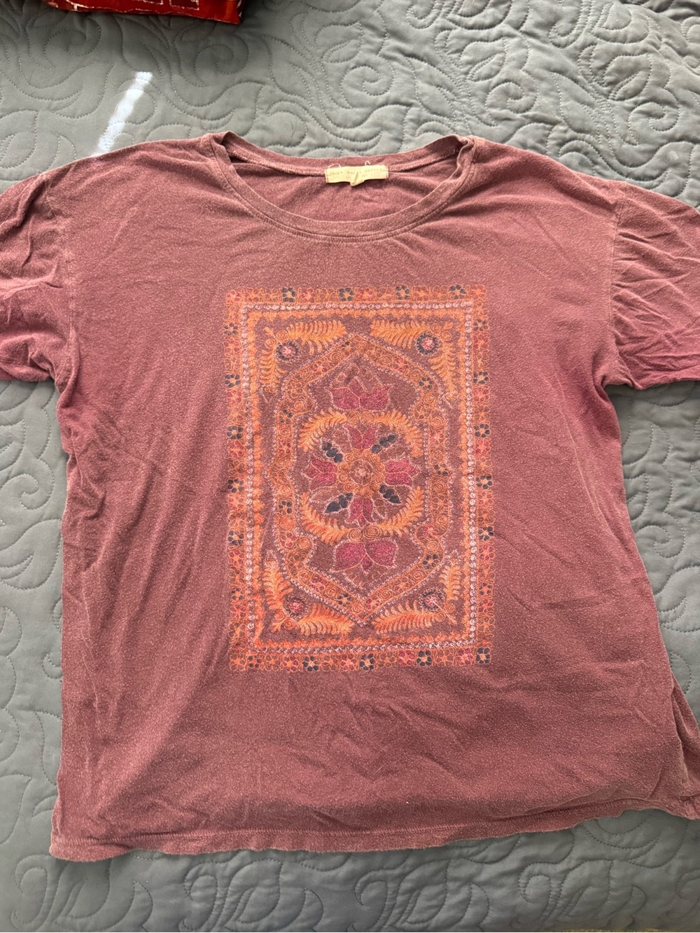 Truly Madly Deeply Dusty Rose Floral Medallion Short-Sleeve Tee